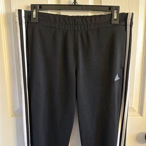 Adidas women Black Joggers with White Stripes